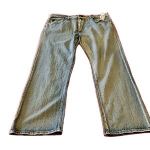 LU mens jeans Sz 46W34L indigo Ice Light Wash Baggy Stretch Denim Mid Boot Cut